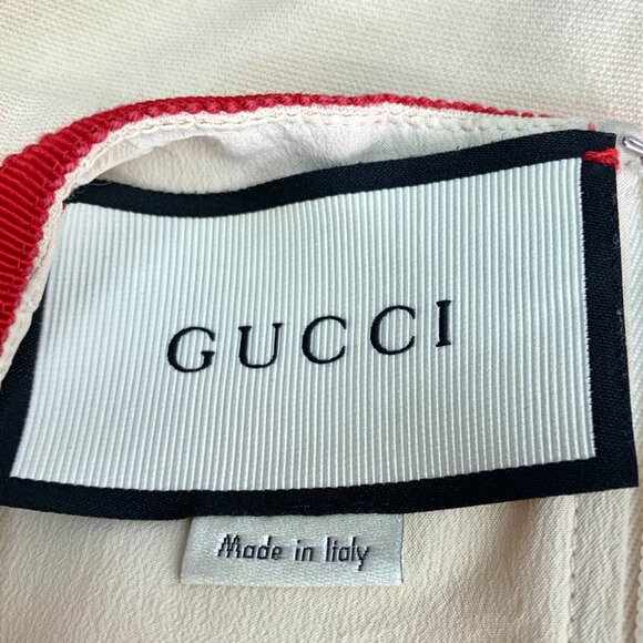 Gucci Color-Block Lace-Up Bordered Round Neck Sleeveless Silk Dress - Picture 5 of 8